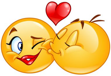Emoticons kissing with heart clipart