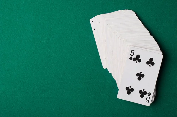 Cards Green Felt — Stock Photo, Image