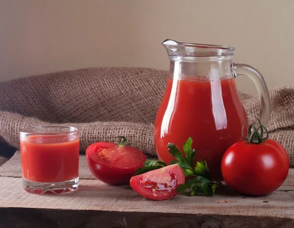 Jar with tomato juice — Stock Photo, Image