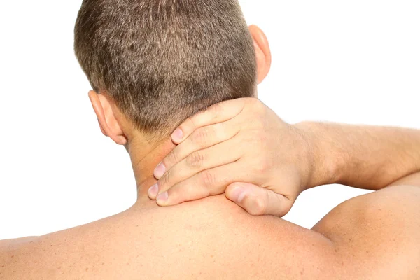 Young man having neck pain — Stock Image Young man having neck pain Stock Image