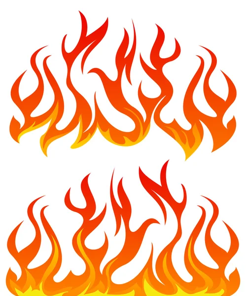Brand vlammen vector set — Stockvector