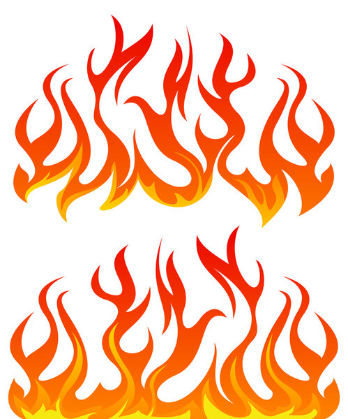 Fire flames vector set