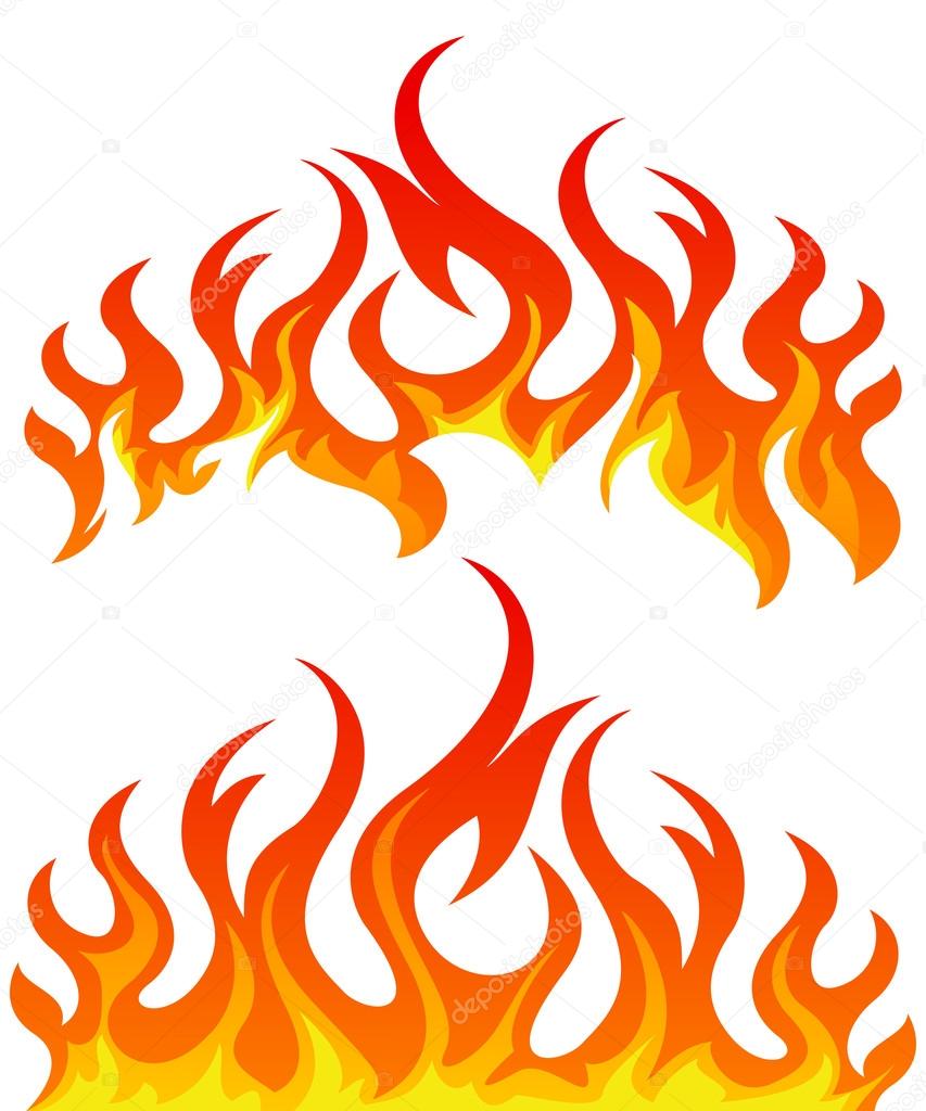 Fire flames vector set — Stock Vector © Zybr78 #123511112