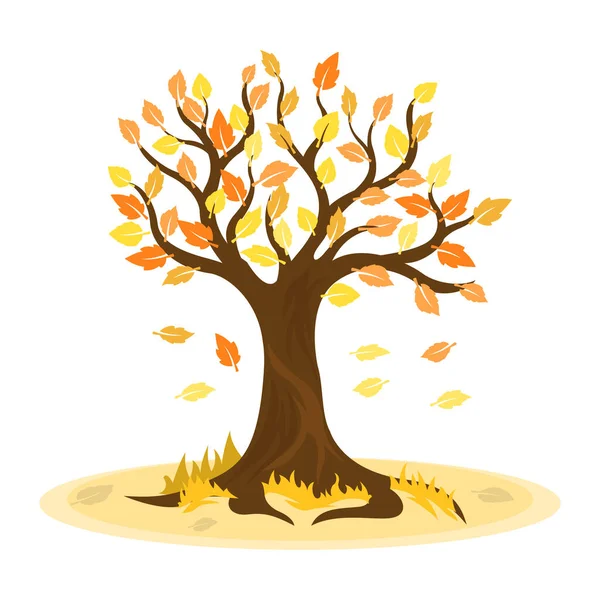 Herbstbaum mit gelben Blättern — Stockvektor