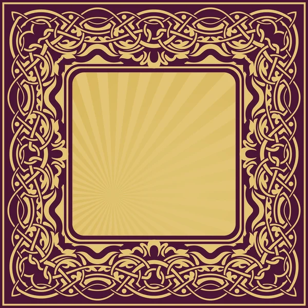 Gold frame with floral ornamental — Stock Vector