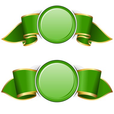 Şerit ile yeşil yuvarlak çerçeve