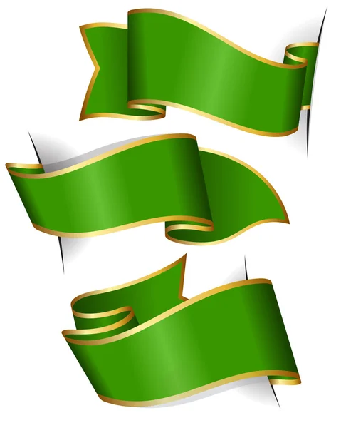 Zelená stuha kolekce — Stockový vektor