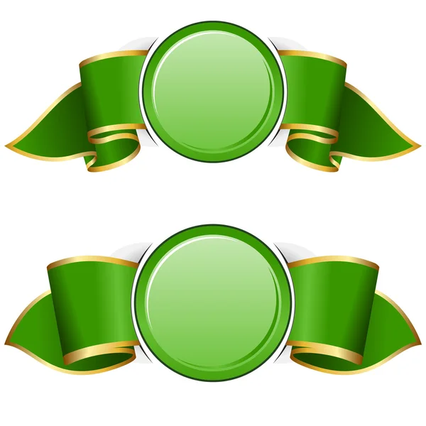 リボンとグリーンのラウンド フレーム — ストックベクタ