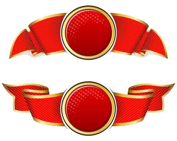 Marco redondo rojo con cinta — Archivo Imágenes Vectoriales
