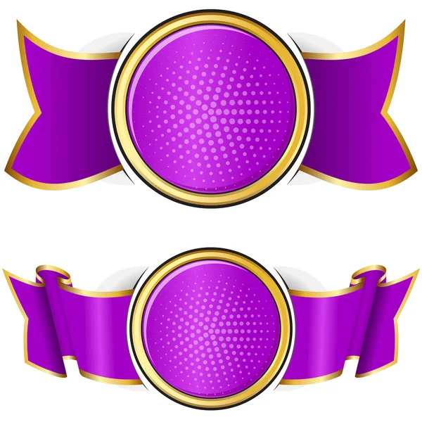 Фіолетова кругла рамка зі стрічкою — стоковий вектор
