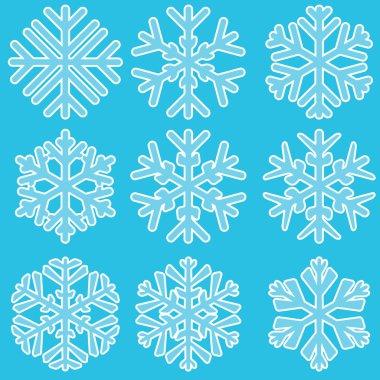 geometrik mavi kar taneleri kümesi