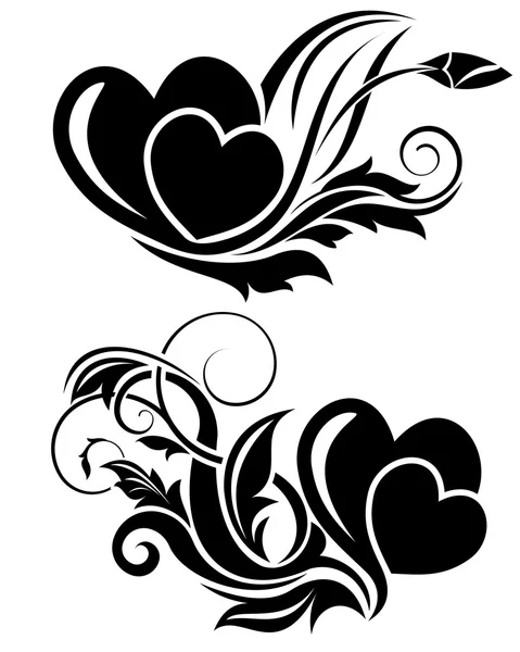 Elemento de diseño floral negro — Vector de stock