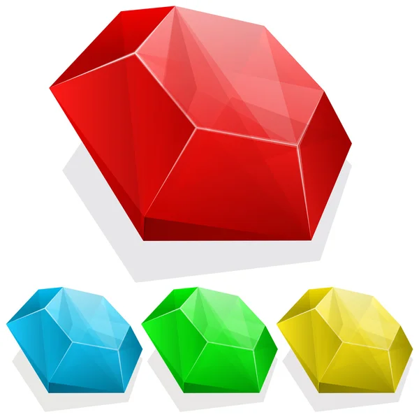 Conjunto de gemas en diferentes colores — Vector de stock