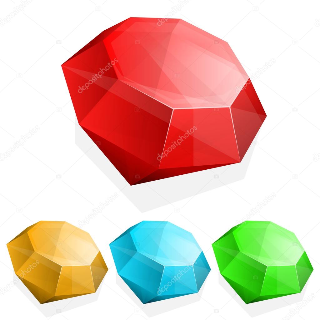 Set of gems in different color