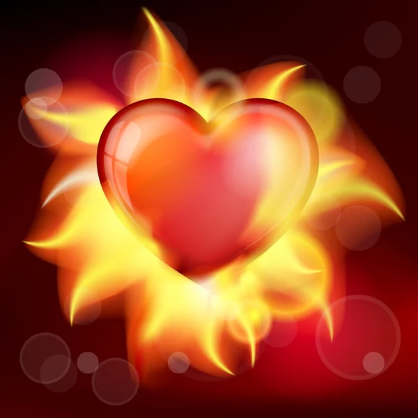 Corazón ardiente — Vector de stock