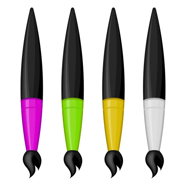 4 renkli boya fırçası — Stok Vektör