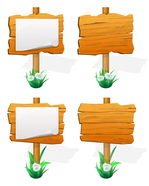 Letreros de madera — Vector de stock