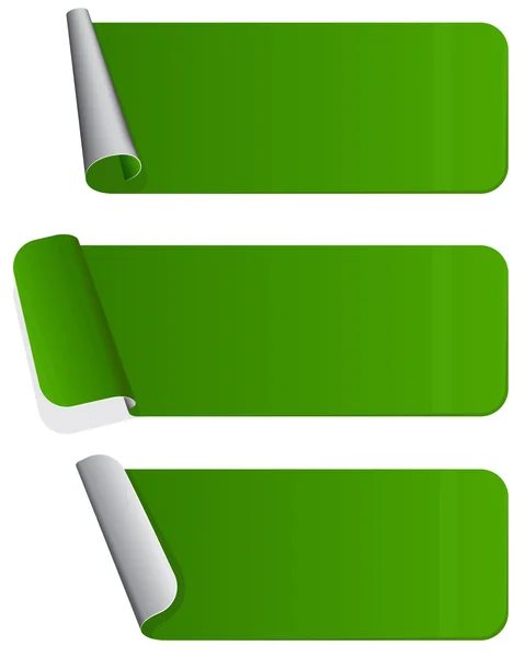 Etiqueta verde con un lado curvado — Vector de stock