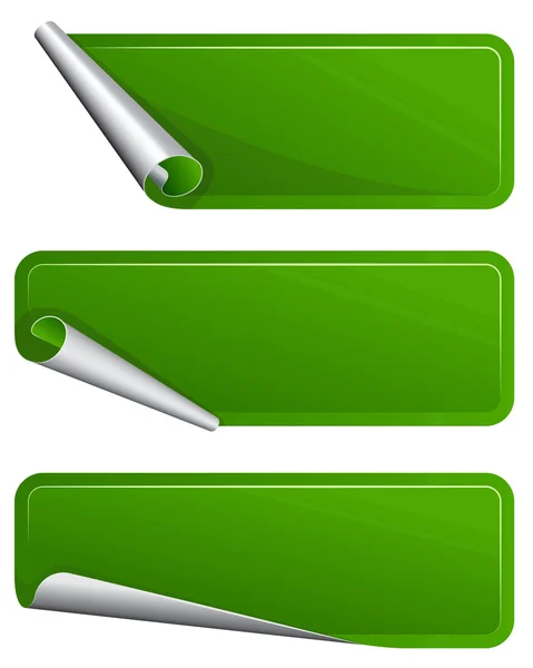 Etiqueta verde con un lado curvado — Vector de stock