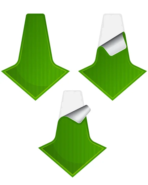 Grön etikett med en böjd sida — Stock vektor