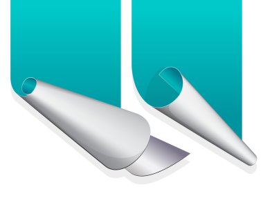 Kıvrılmış kadar kenar ile turkuaz etiket.