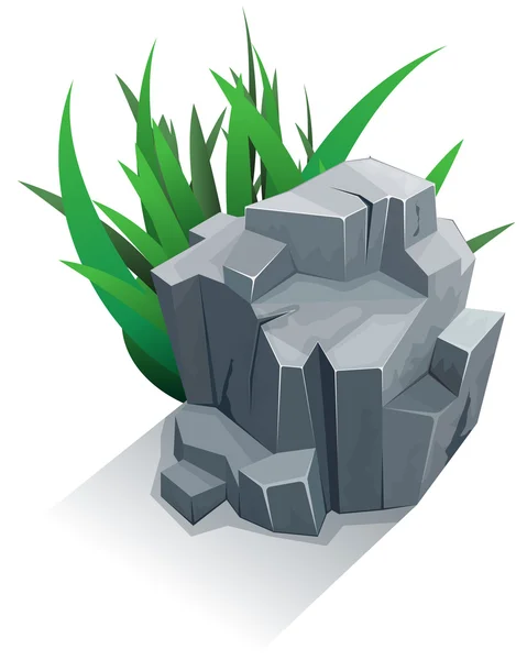 Pierre simple avec herbe — Image vectorielle