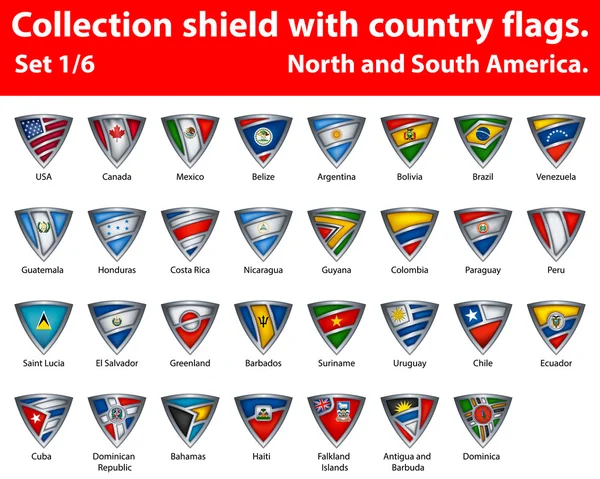 Kolekce štít s příznaky země. Část 1 z 6 — Stockový vektor