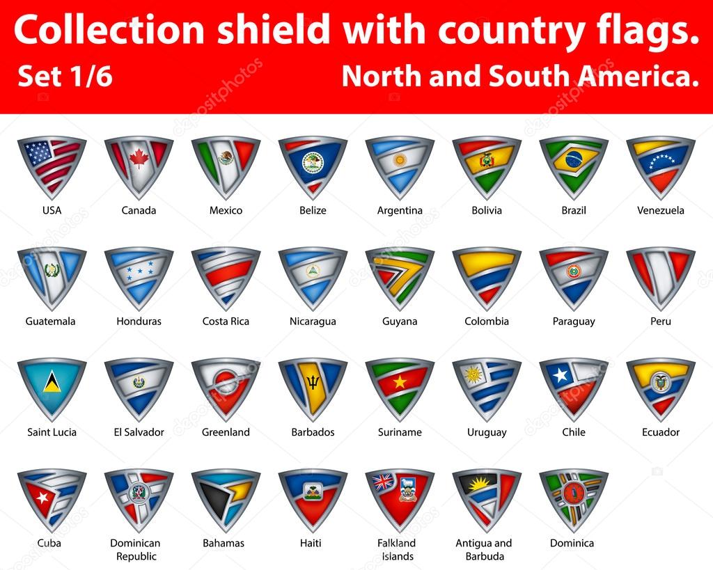 Collection shield with country flags. Part 1 of 6
