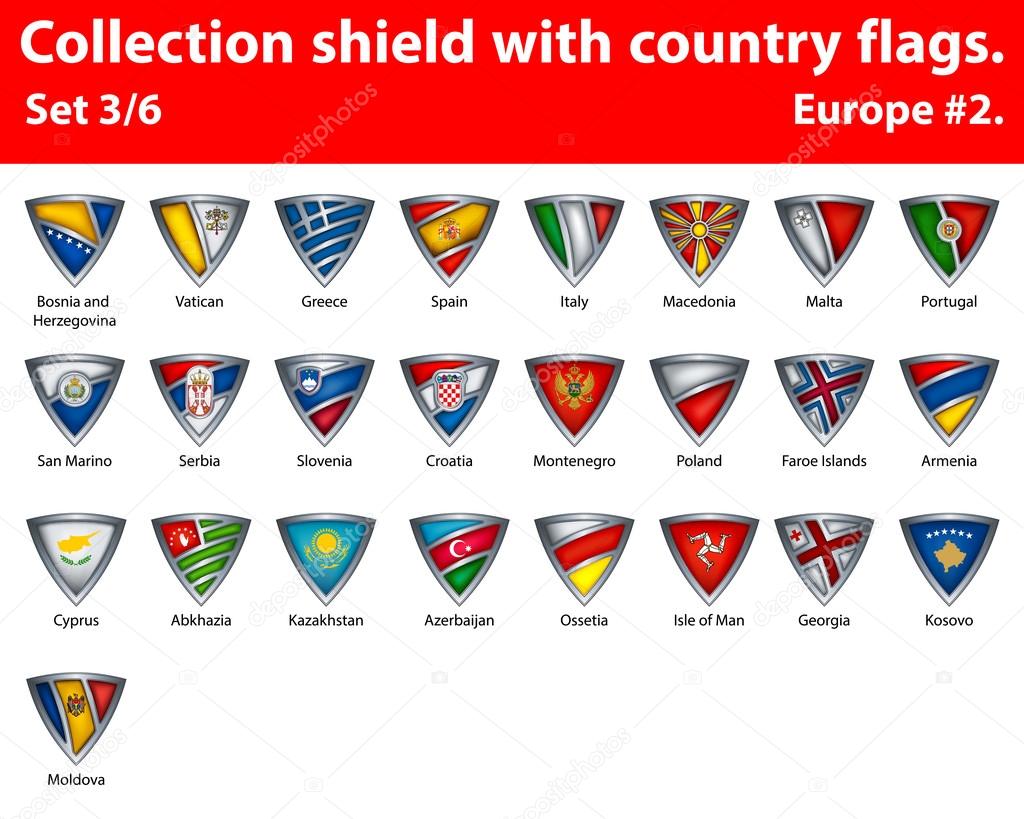Collection shield with country flags. Part 3 of 6