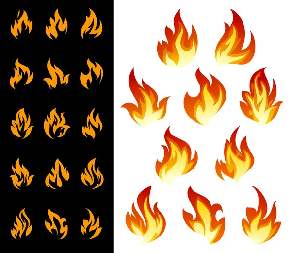 Conjunto de iconos de fuego — Vector de stock