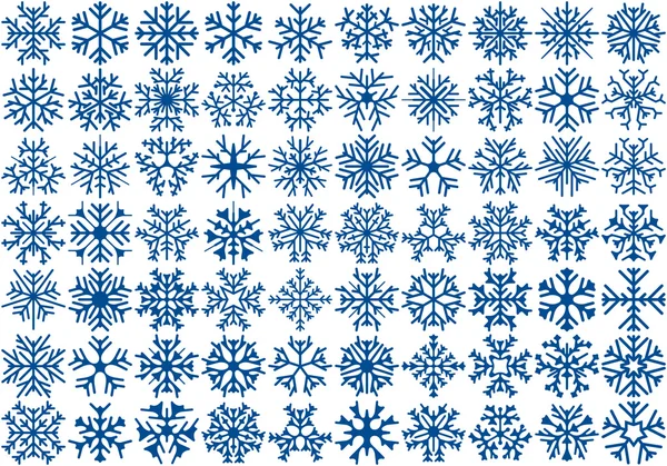 Ensemble de 70 flocons de neige vectoriels — Image vectorielle