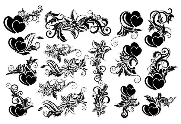 Siyah çiçek tasarım öğesi — Stok Vektör