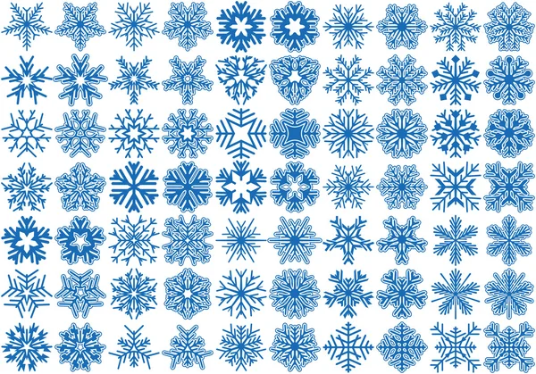 Conjunto de 70 copos de nieve vectoriales — Archivo Imágenes Vectoriales