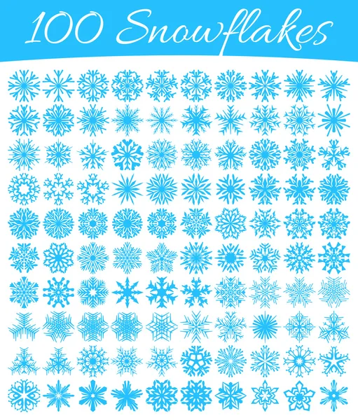 Ensemble de 100 flocons de neige vectoriels — Image vectorielle