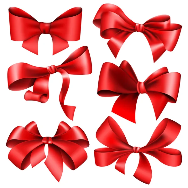 Uppsättning av 6 röda bow — Stock vektor