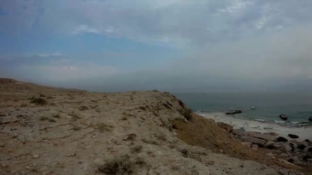 Promenade Nocturne Long Des Falaises Côtières Mer Caspienne Kazakhstan Région — Video