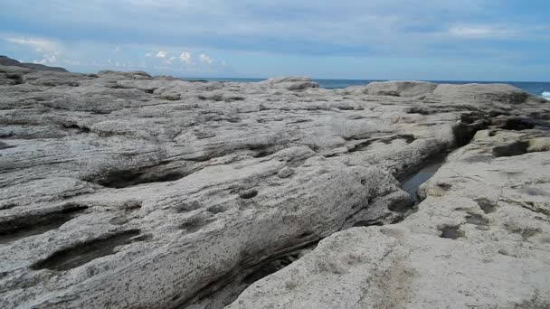 Costa Rocciosa Del Mar Caspio Kazakistan Regione Mangistau Agosto Anno — Video Stock