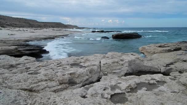 Costa Rocosa Del Mar Caspio Kazajstán Región Mangistau Agosto Año — Vídeos de Stock