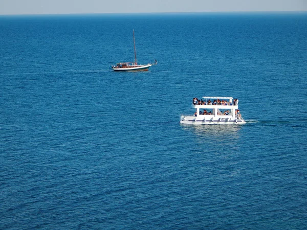 Catamarán Placer Mar Aktau Kazajstán Julio 2019 Año —  Fotos de Stock