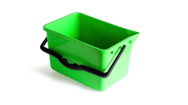 Bucket Paint Square Green Close Isolated White Background — Stock Video