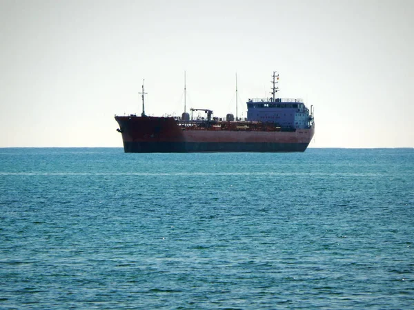 Tanker in the Caspian Sea. Oil tanker in the. Caspian Sea. Kazakhstan. Mangistau region. 08 October. 2019 year.