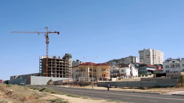 Construcción Nuevas Viviendas Aktau Región Mangistau Kazajstán Julio 2010 Año — Vídeos de Stock