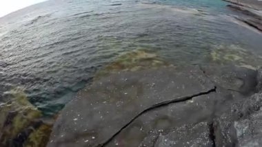 Hazar Denizi 'nin Rocky kıyısında. Mangistau bölgesi. Kazakistan. 10 Haziran. 2021 yıl.