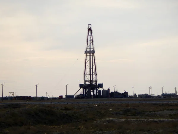 Drilling Rig Steppe Kazakhstan Mangistau Region September 2019 Year Mangistau — Stock Photo, Image