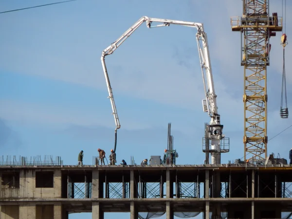 Concrete pumping and working. — Stock Photo, Image