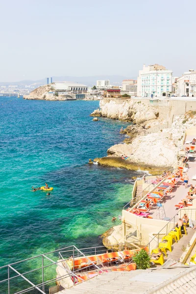 Widok Vallon des Auffes i port Marsylia — Zdjęcie stockowe