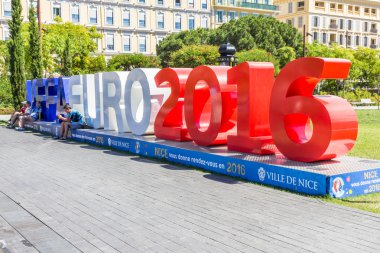 View of the fan zone for the Eurocup 2016 in the Place Massena, Nice clipart