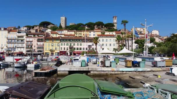 Uitzicht op de oude haven van Cannes, Frankrijk — Stockvideo
