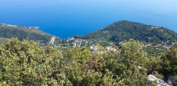 Vista Aldeia Eze Riviera Francesa Partir Montanha Grande Corniche Sul — Fotografia de Stock