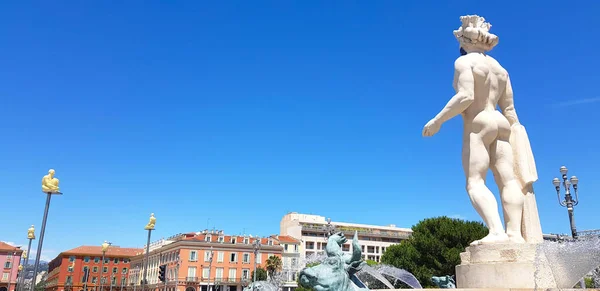 Miejsce Massena Nicei Fontaine Soleil Posąg Apollo — Zdjęcie stockowe